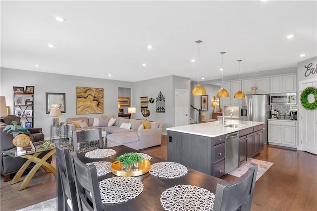 205 Regency Dr, North Strabane, PA 15330 - dining area with recessed lighting and dark wood finished floors