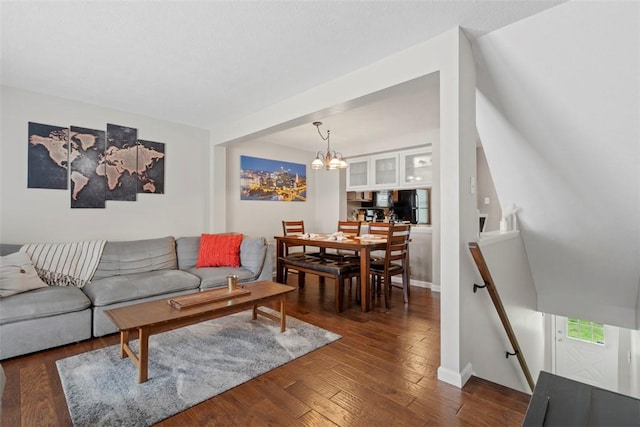410 Redrome Cir E, South Fayette, PA 15017 - living room featuring dark wood finished floors and a chandelier