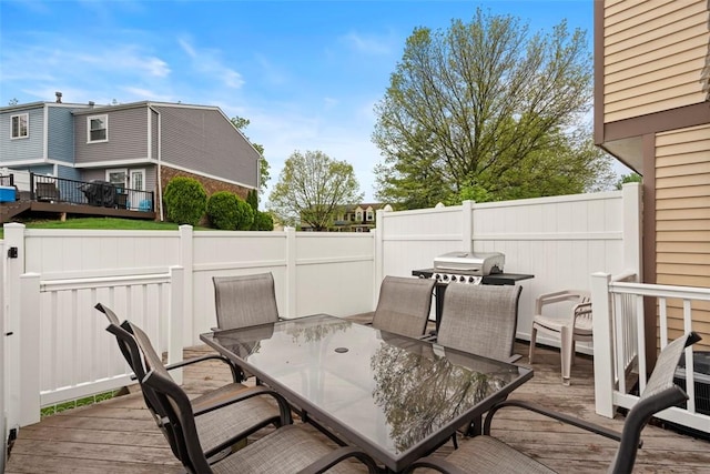 410 Redrome Cir E, South Fayette, PA 15017 - wooden terrace with outdoor dining space and a grill