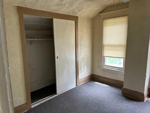 2618 Salisbury St, South Side, PA 15210 - unfurnished bedroom with carpet floors, a closet, and vaulted ceiling