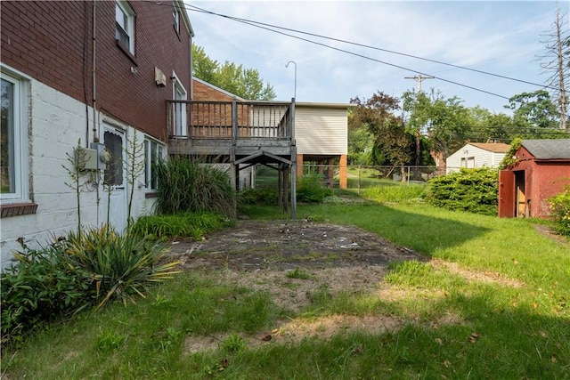 2429 Rose Garden Rd, Banksville/Westwood, PA 15220 - view of yard featuring a storage shed and a wooden deck