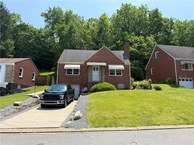 1320 Main St, Bridgeville, PA 15017 - bungalow-style house with brick siding, an attached garage, and a front lawn