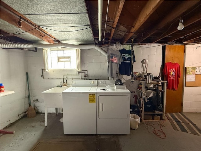 1320 Main St, Bridgeville, PA 15017 - basement featuring separate washer and dryer and a sink