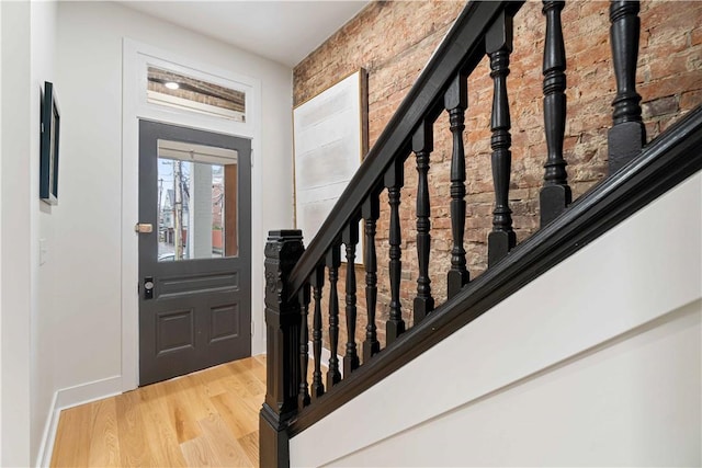 161 Morewood, Oakland, PA 15213 - foyer entrance featuring light wood finished floors and stairway