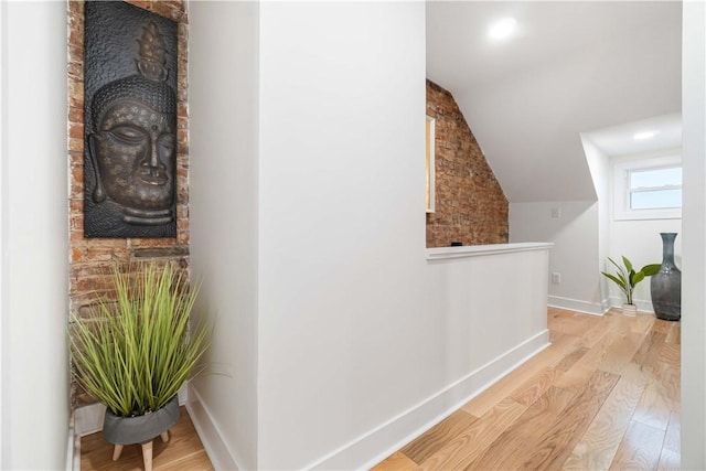 161 Morewood, Oakland, PA 15213 - hallway featuring light wood finished floors and lofted ceiling