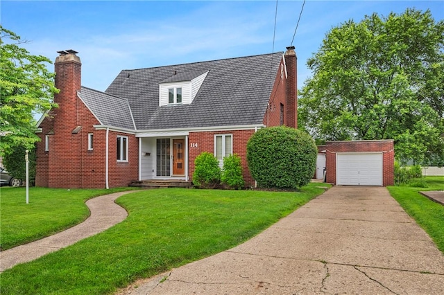 114 Pillow Ave, Cheswick, PA 15024 - cape cod-style house with a chimney, brick siding, a front lawn, and driveway