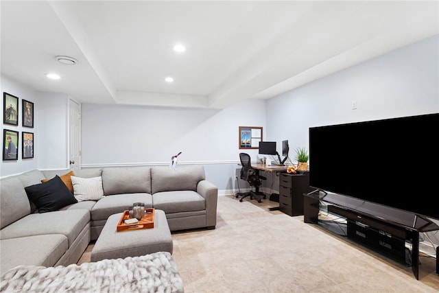 625 S Aiken Ave, Shadyside, PA 15232 - living area with a desk, recessed lighting, and a tray ceiling