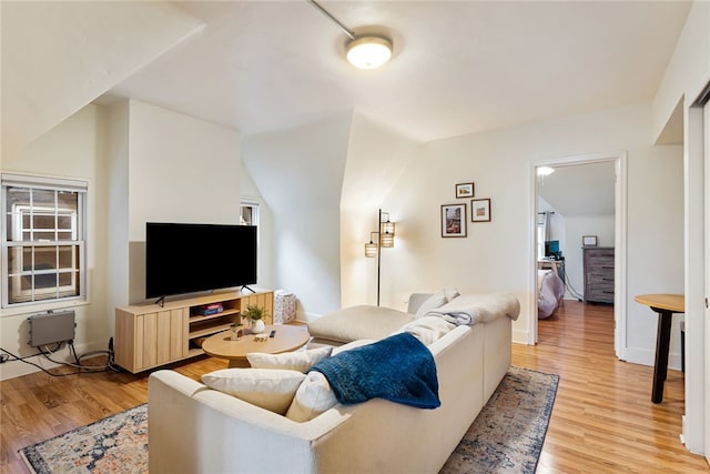625 S Aiken Ave, Shadyside, PA 15232 - living room featuring lofted ceiling and light wood finished floors