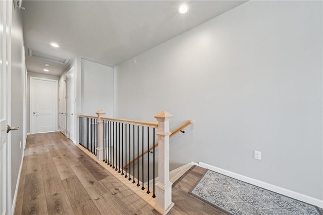 1431 Hastings Cres, South Fayette, PA 15017 - corridor featuring an upstairs landing, wood finished floors, attic access, and recessed lighting