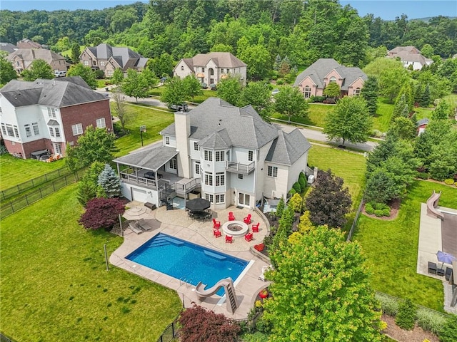 203 Cashmere Ct, Cranberry Twp, PA 16066 - aerial perspective of suburban area featuring a pool area