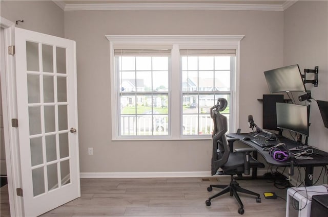 132 Hidden Acres Dr, Forward Twp, PA 16033 - office featuring wood finished floors and crown molding