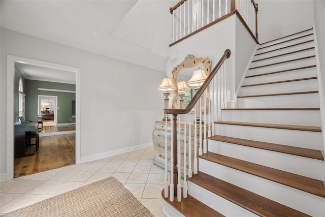 116 Bunker Hill Dr, Peters Twp, PA 15317 - stairway featuring baseboards and tile patterned floors
