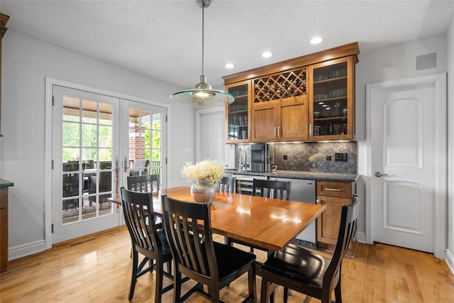 116 Bunker Hill Dr, Peters Twp, PA 15317 - dining space featuring light wood-style flooring, recessed lighting, and french doors