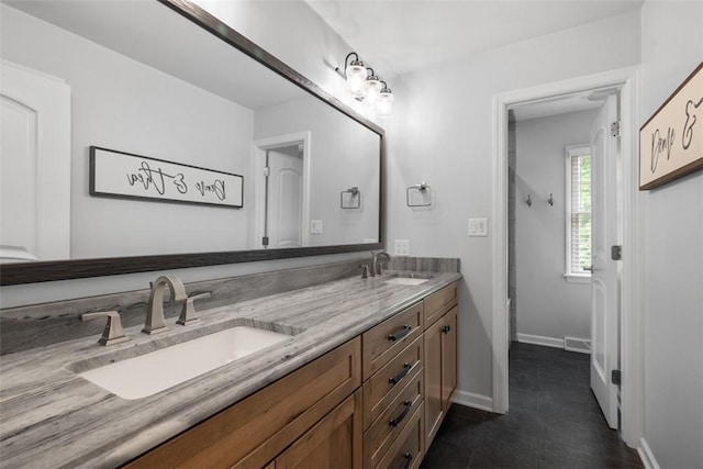 116 Bunker Hill Dr, Peters Twp, PA 15317 - bathroom with double vanity and tile patterned flooring