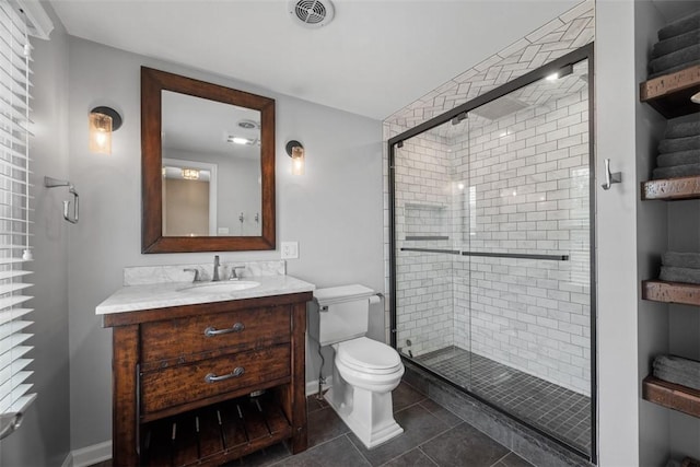 116 Bunker Hill Dr, Peters Twp, PA 15317 - bathroom featuring vanity, a stall shower, and tile patterned flooring