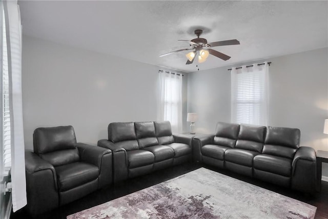 1707 Cosmos St, Lincoln Place, PA 15207 - living room with ceiling fan and wood finished floors
