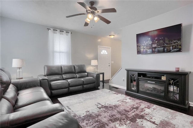 1707 Cosmos St, Lincoln Place, PA 15207 - living area featuring a ceiling fan and wood finished floors