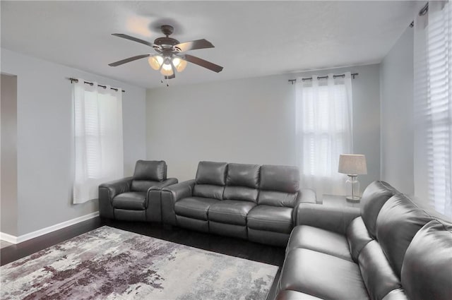 1707 Cosmos St, Lincoln Place, PA 15207 - living area featuring a ceiling fan and wood finished floors