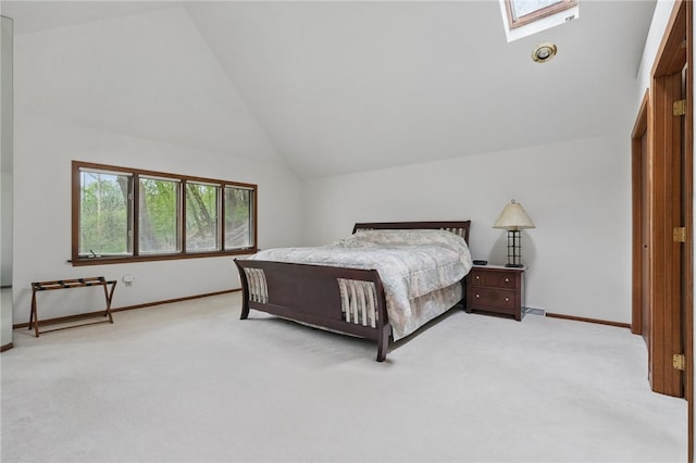 1 Quail Hill Rd, Fox Chapel, PA 15238 - bedroom featuring lofted ceiling, a skylight, and light carpet