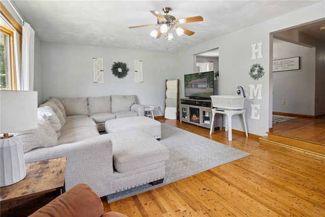 1343 Venetia Rd, Nottingham, PA 15330 - living area with a ceiling fan and wood finished floors