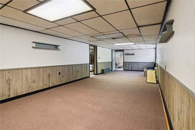 1343 Venetia Rd, Nottingham, PA 15330 - below grade area with wainscoting, a drop ceiling, carpet, and wooden walls
