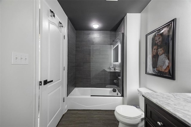 306 Hedgerow Dr, Peters Twp, PA 15367 - full bathroom with vanity, wood finished floors, and tub / shower combination