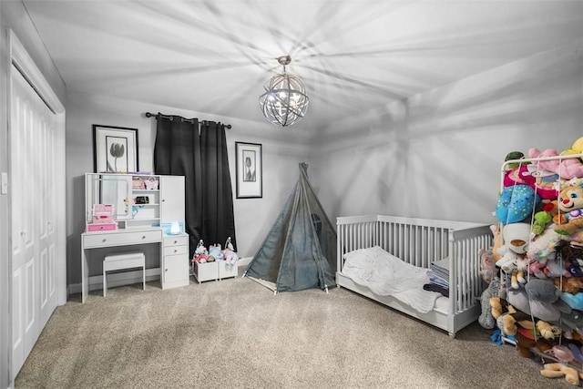 306 Hedgerow Dr, Peters Twp, PA 15367 - bedroom with a chandelier, carpet, and a closet