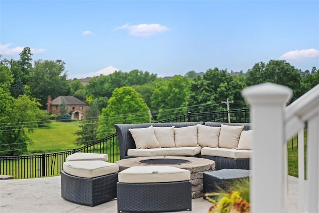 306 Hedgerow Dr, Peters Twp, PA 15367 - view of patio with an outdoor living space with a fire pit
