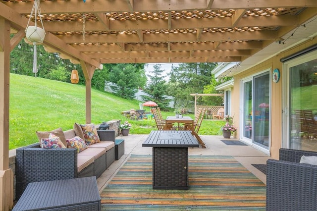 8 Windycrest Dr, Patterson Twp, PA 15010 - view of patio with an outdoor hangout area and a pergola