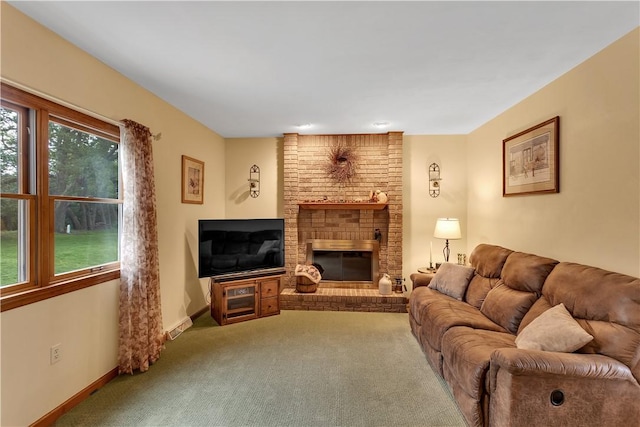108 Birchwood Way, Penn Twp Wml, PA 15642 - carpeted living room with a fireplace and baseboards