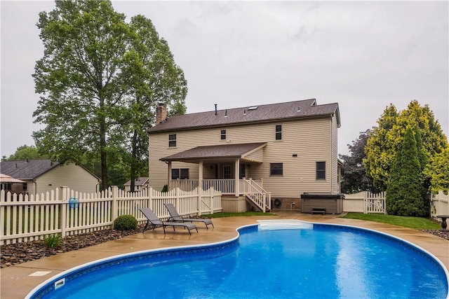 108 Birchwood Way, Penn Twp Wml, PA 15642 - view of pool featuring a hot tub, a patio area, stairway, and a deck