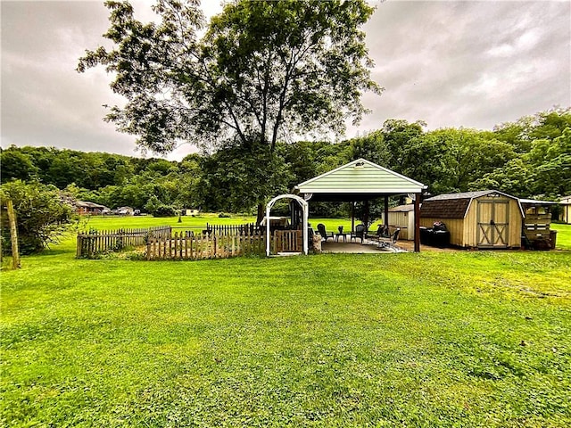 5569 Bull Creek Rd, Fawn Twp, PA 15084 - view of yard featuring a gazebo, a storage unit, and a patio