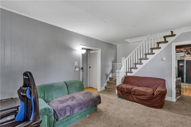 1505 Raymond Ave, Latrobe, PA 15650 - carpeted living room featuring stairway