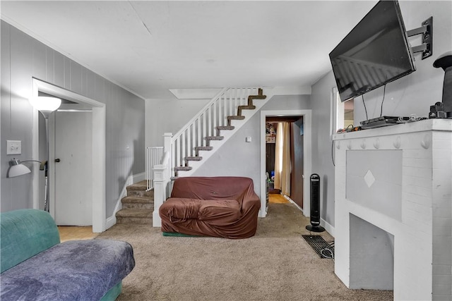 1505 Raymond Ave, Latrobe, PA 15650 - living area featuring stairway and carpet