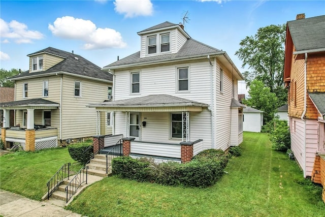 385 Spruce Ave, Sharon, PA 16146 - american foursquare style home featuring a porch and a front lawn