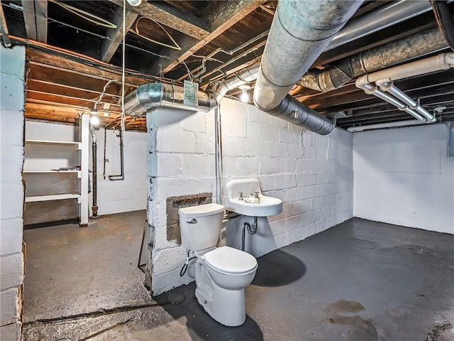 385 Spruce Ave, Sharon, PA 16146 - unfinished basement with concrete block wall