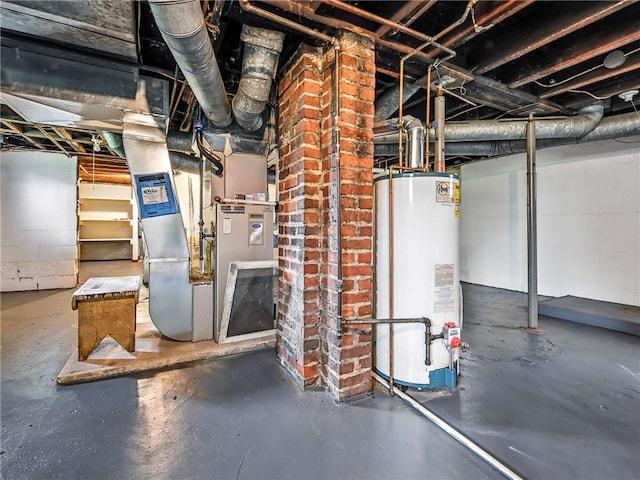 385 Spruce Ave, Sharon, PA 16146 - unfinished basement with water heater and heating unit