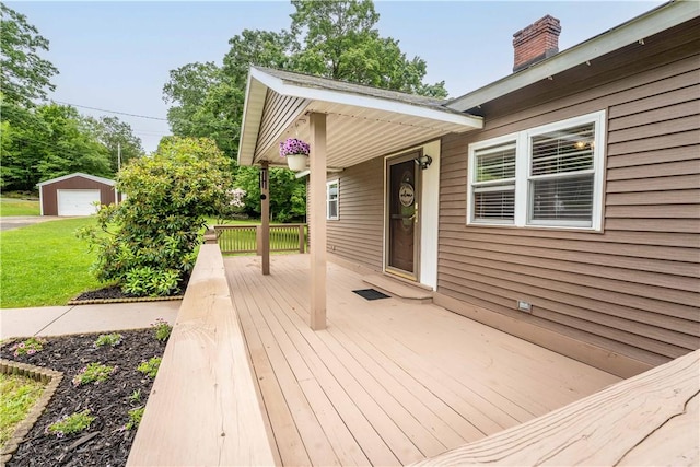 2228 Dinnerbell Five Forks Rd, Wharton Twp, PA 15437 - wooden terrace with a garage