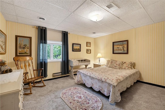 117 Scarborough Ln, Peters Twp, PA 15317 - carpeted bedroom with a drop ceiling and a baseboard heating unit