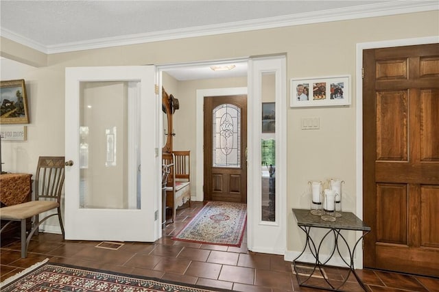 117 Scarborough Ln, Peters Twp, PA 15317 - foyer featuring ornamental molding and dark tile patterned floors