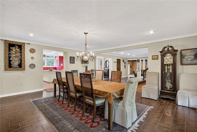 117 Scarborough Ln, Peters Twp, PA 15317 - dining area featuring a chandelier, ornamental molding, and recessed lighting