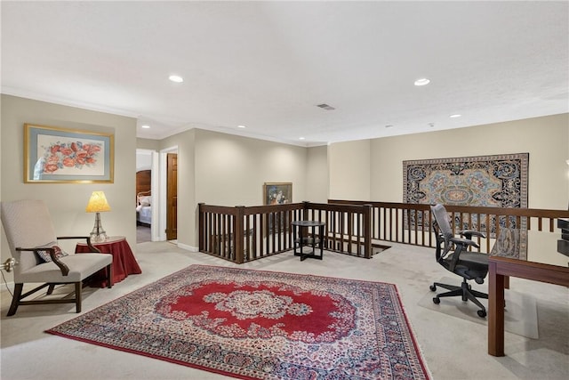 117 Scarborough Ln, Peters Twp, PA 15317 - carpeted home office featuring recessed lighting and ornamental molding