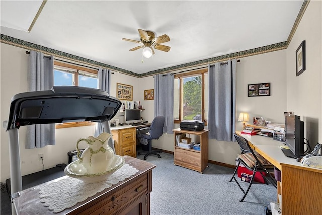 12169 Pine Crest Ct, North Huntingdon, PA 15085 - home office featuring light colored carpet and a ceiling fan