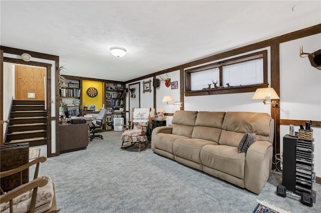 12169 Pine Crest Ct, North Huntingdon, PA 15085 - carpeted living room with stairway