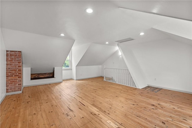 841 Stanton Ave, Millvale, PA 15209 - bonus room with hardwood / wood-style flooring, vaulted ceiling, and recessed lighting
