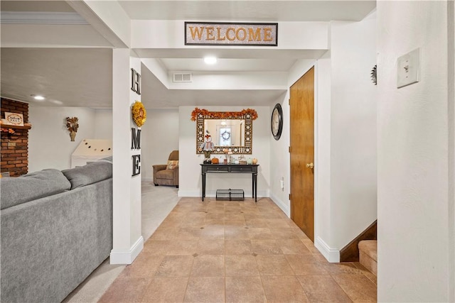 524 Sandy Hill Rd, Manor, PA 15642 - hall with light tile patterned flooring and stairs