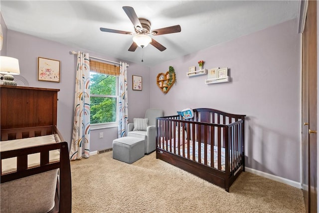 524 Sandy Hill Rd, Manor, PA 15642 - bedroom featuring carpet flooring, a ceiling fan, and a nursery area