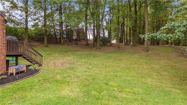 524 Sandy Hill Rd, Manor, PA 15642 - view of grassy yard with stairs and a deck