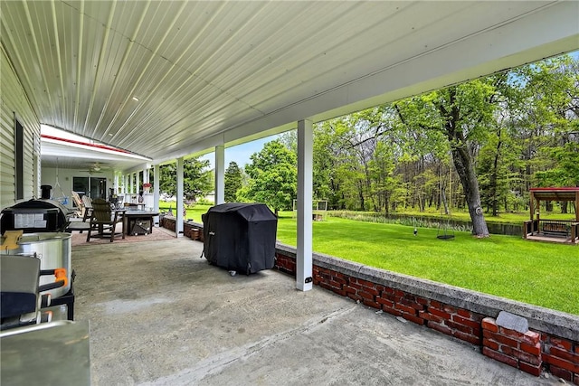 260 Stouffer Hill Rd, Somerset Twp, PA 15541 - view of patio / terrace featuring area for grilling and a ceiling fan
