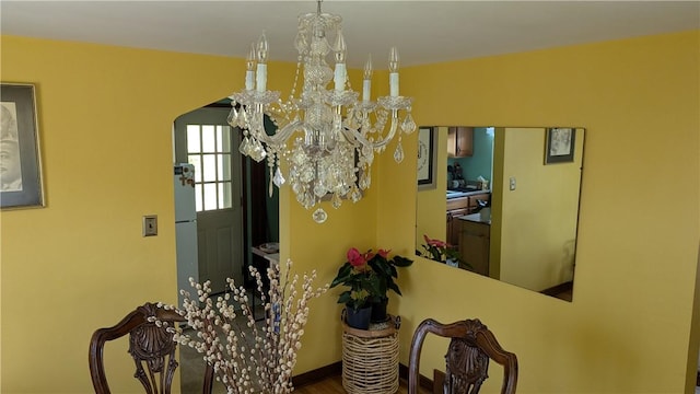 218 Bascom, Observatory Hill, PA 15214 - interior space with a chandelier and arched walkways